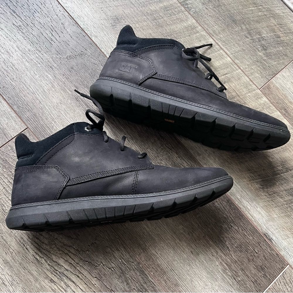 Caterpillar Men’s Leather Chukka Boots Black Size 12 Cat Shoes